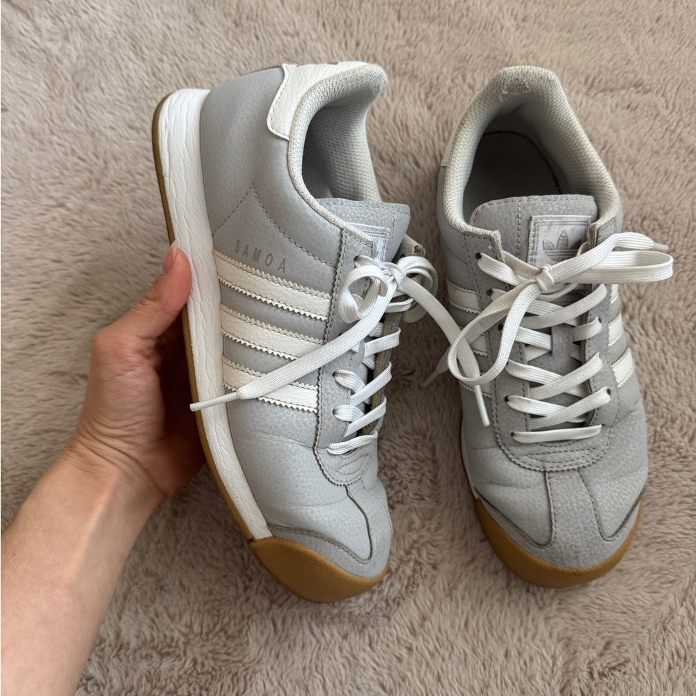 Adidas Samoa Light Gray and White Sneakers
